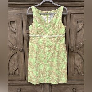 NWOT Women’s LILLY PULITZER Vintage Lime/Pink Embroidered Pineapple Dress (10)
